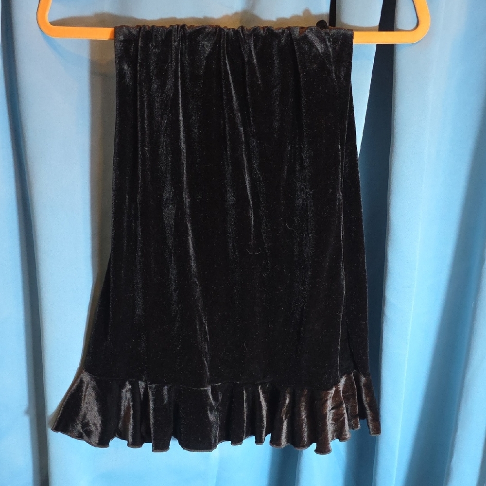 Girl's Size 7 Elastic Waist Black Velvet A-Line Skirt